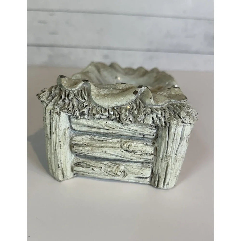Burton + Burton Baby Jesus Manger Nativity Figurine Cream Glitter Christmas